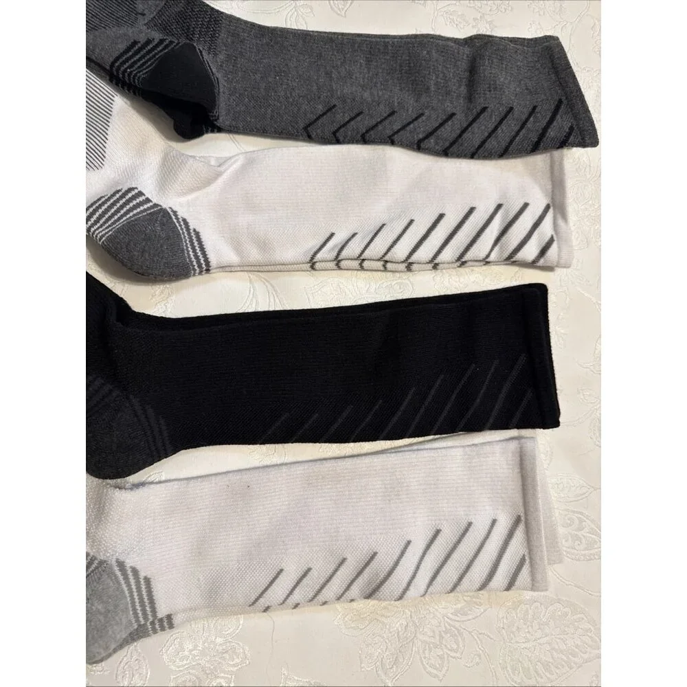 Tommie Copper 4 Pack SnugStay Knee High Compression Socks Black White 7-9.5 M